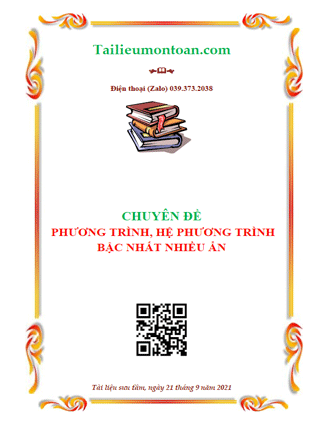 Chuyên đề phương trình, hệ phương trình bậc nhất nhiều ẩn