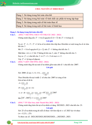 Các bài toán nâng cao 7 sử dụng định lý Dirichlet 