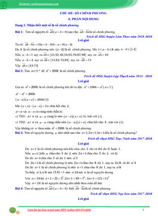Các bài toán nâng cao số chính phương lớp 6