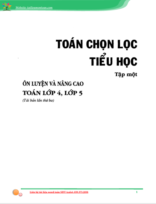 Các dạng toán tiểu học chọn lọc tập 1